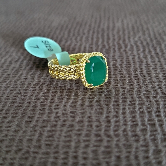 ✨️HP✨️ Gemolio Faceted Deep Green💚 Chalcedony Ring💍 - NWT - Picture 5 of 16